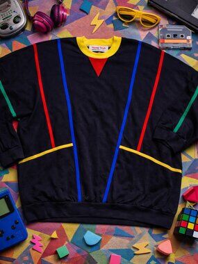Vintage Young Stuff Sweatshirt USA Colorblock Abstract 80s 90s Retro